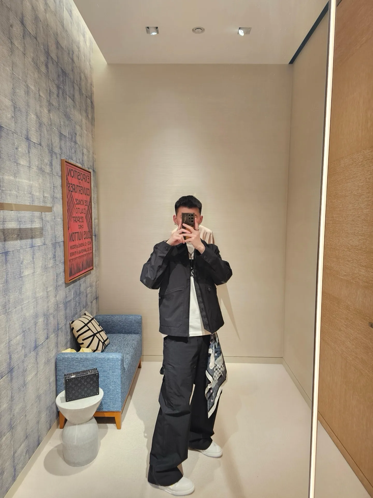 Louis Vuitton/Louis Vuitton metal logo sleeves and leather work jacket
